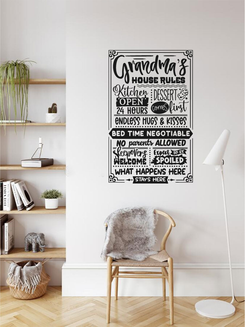 Grandma's House Rules Vinyl Home Decor Wall Decal Words
