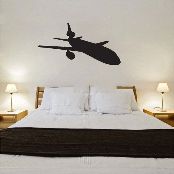 DC-10 Jumbo Jet Airplane Silhouette Vinyl Wall Decal