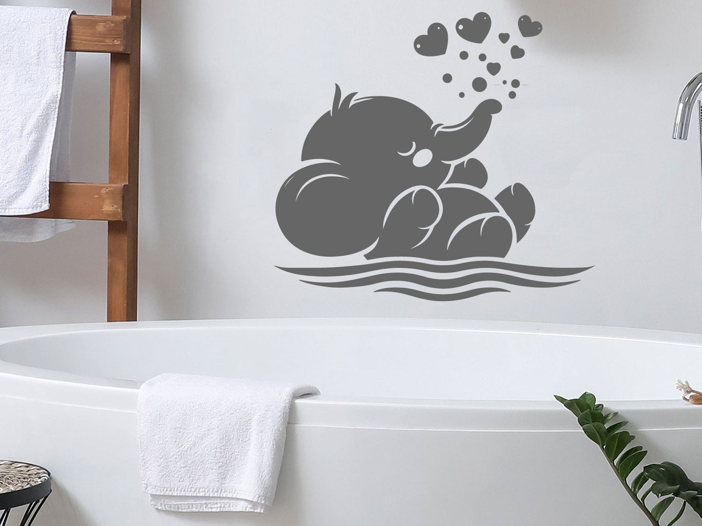 Elephant Baby and Hearts Vinyl Wall Decal