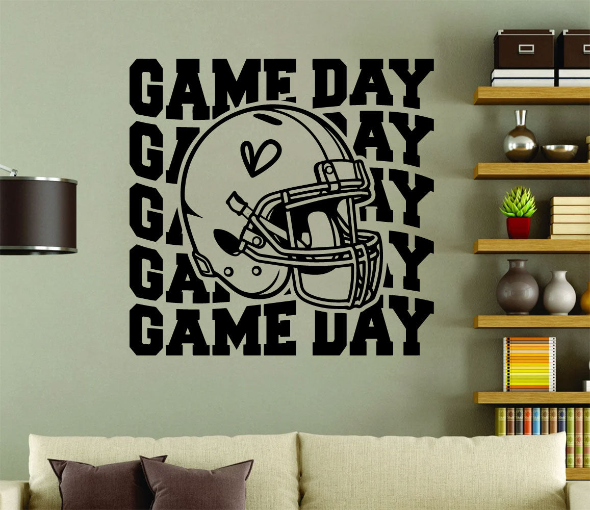 Game Day Football Helmet Vinyl Wall Decal