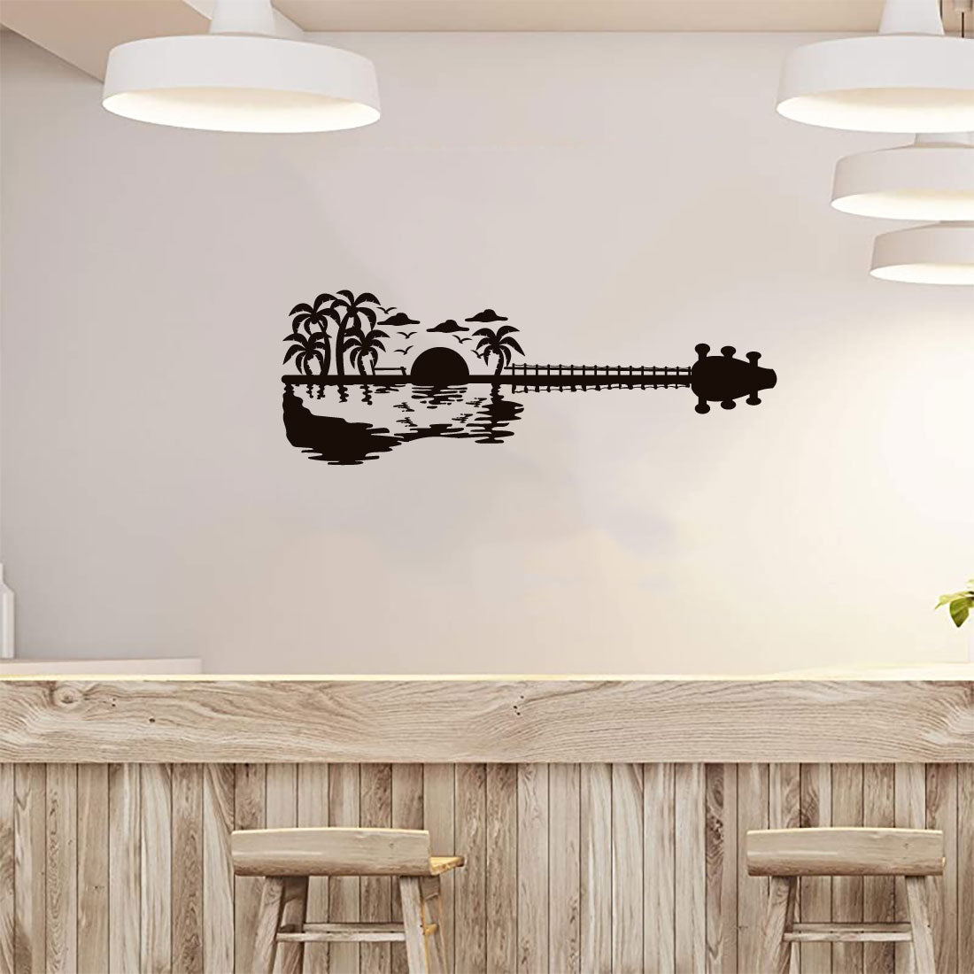 Guitar Beach Scene Silhouette Vinyl Wall Decal