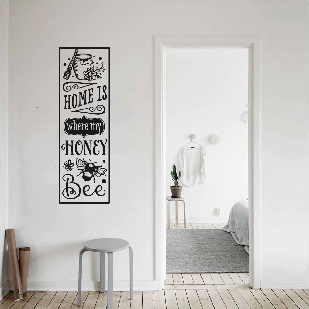Home Is Where My Honey Bee Vinyl Home Decor Wall Decal Words