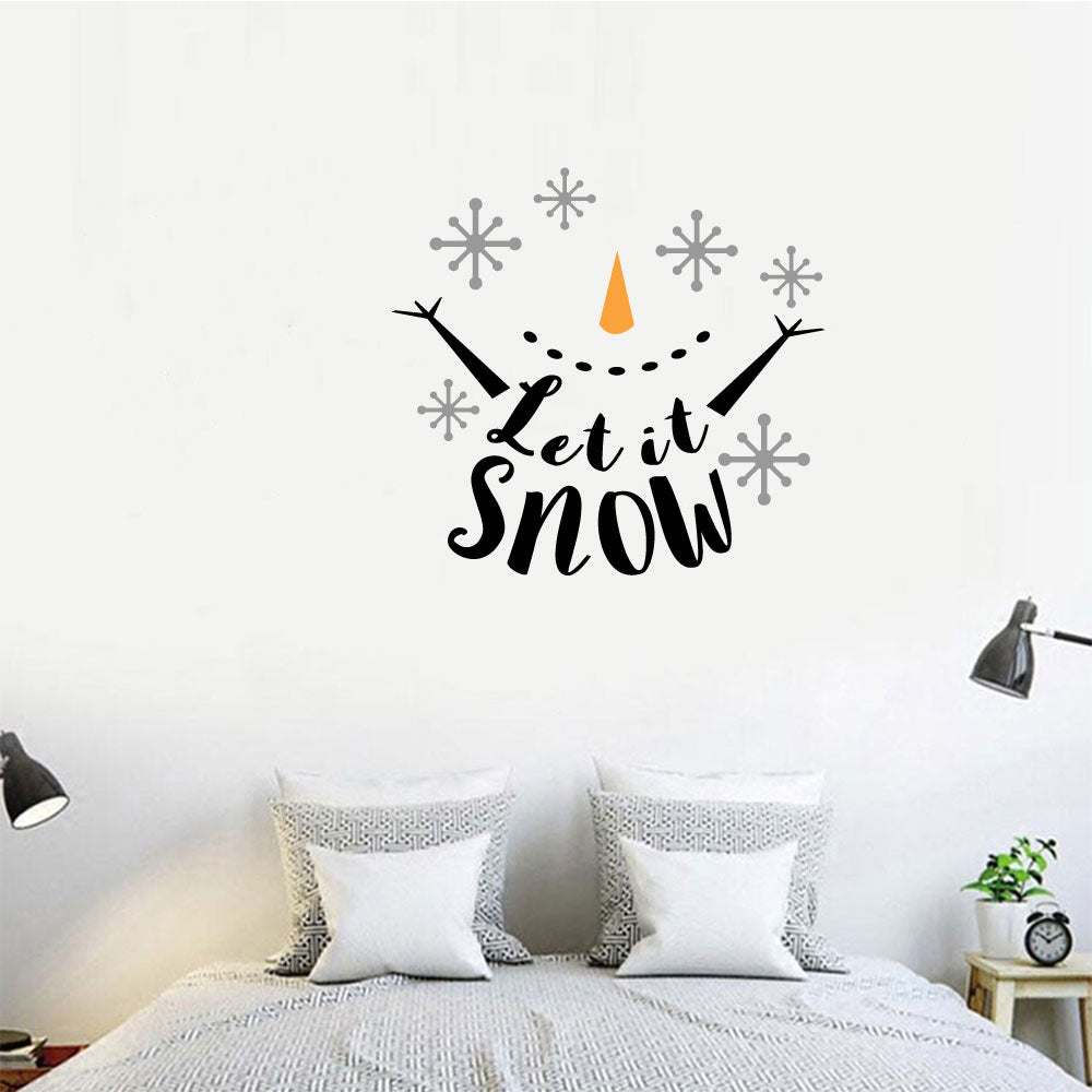 Let It Snow Snowman Christmas Vinyl Wall Decal