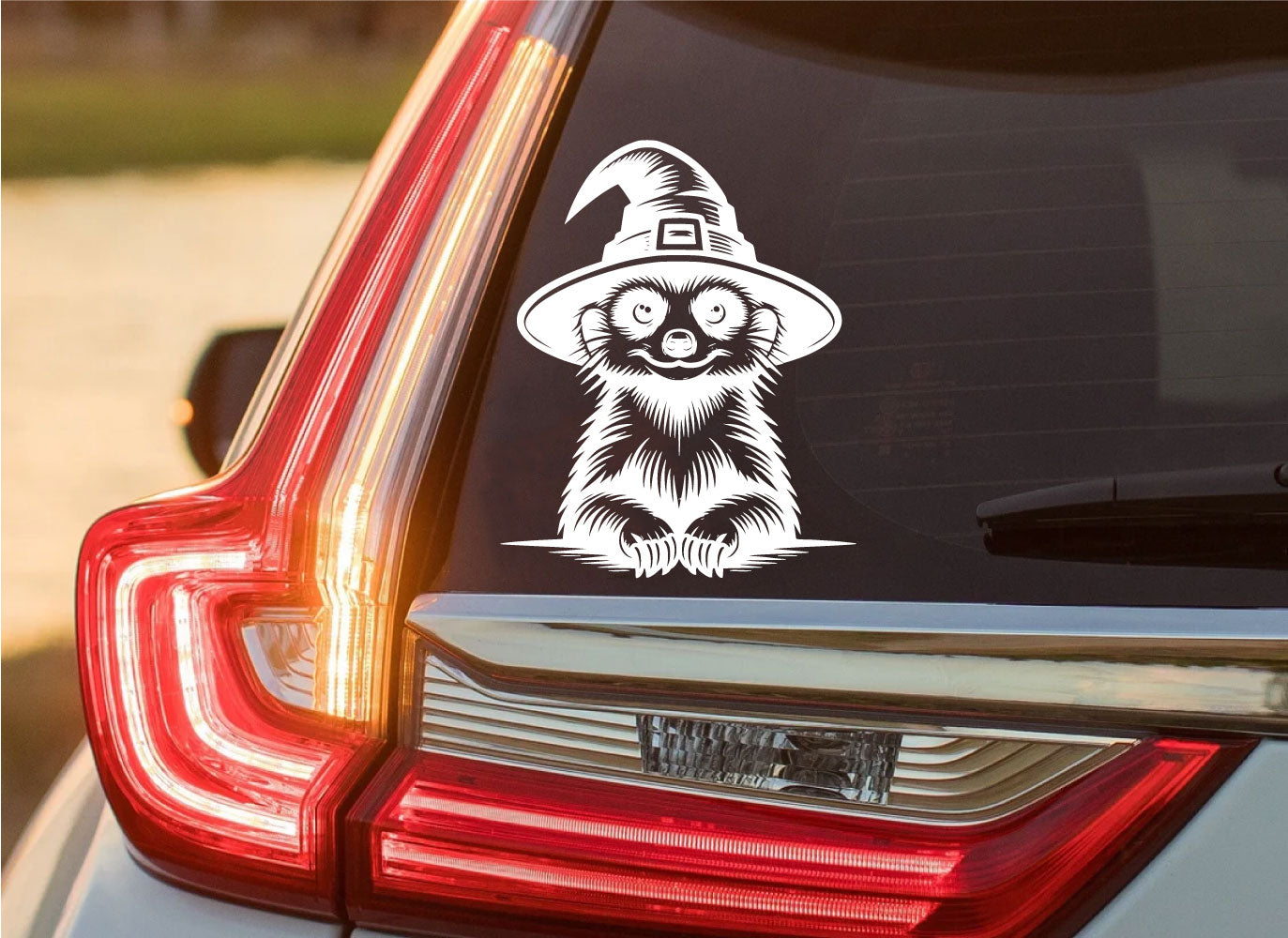 Halloween Meerkat Silhouette and Witch Hat Vinyl Wall Decal