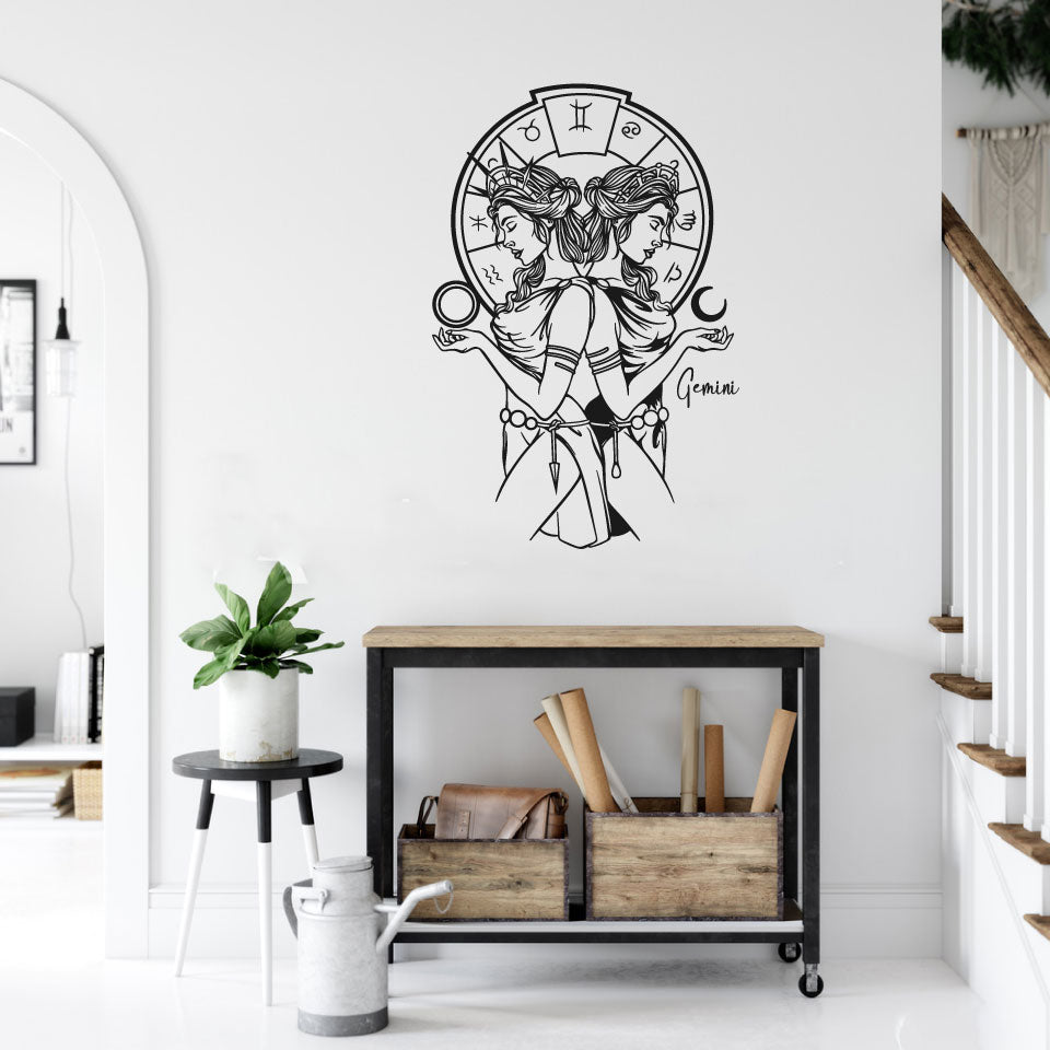 Zodiac Gemini Goddess Twins Castor and Pollux Vinyl Home Decor Wall Decal
