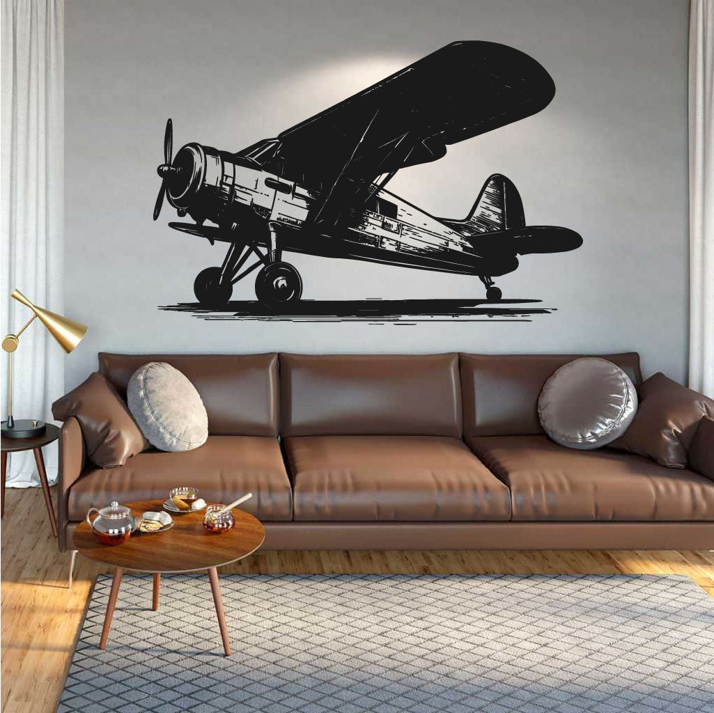 Vintage Airplane Silhouette Vinyl Wall Decal