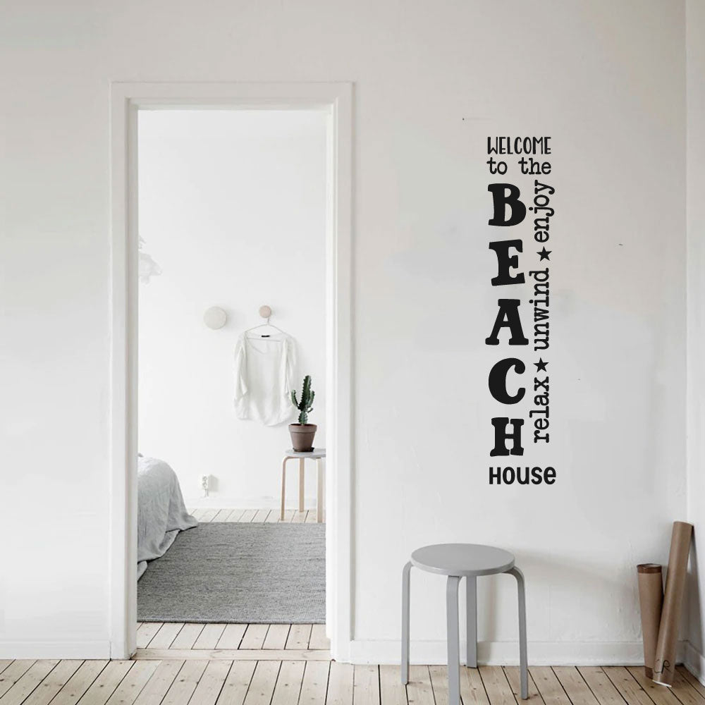 Welcome To The Beach Relax Unwind Enjoy Vinyl Home Decor Wall Decal