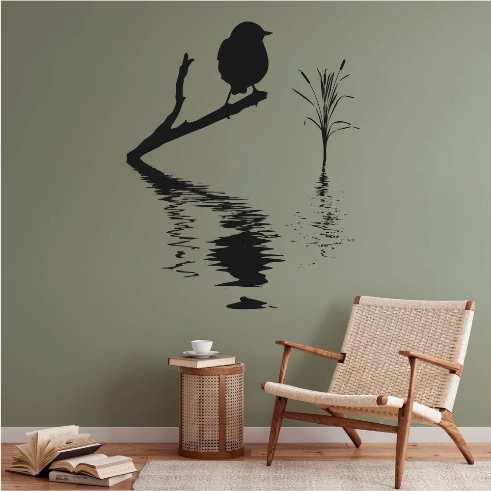 Bird and Branch in Water Vinyl Wall Decal