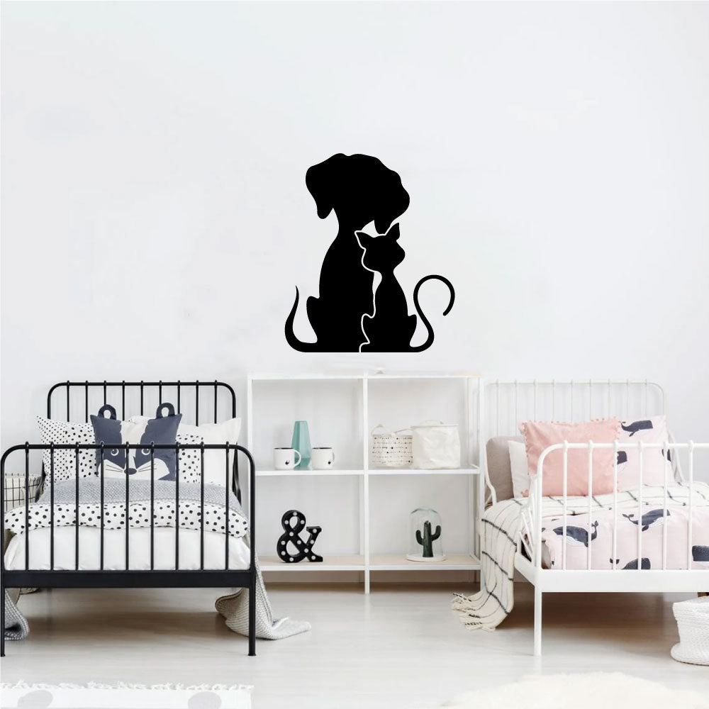 Cat and Dog Silhouette Vinyl Wall Decal