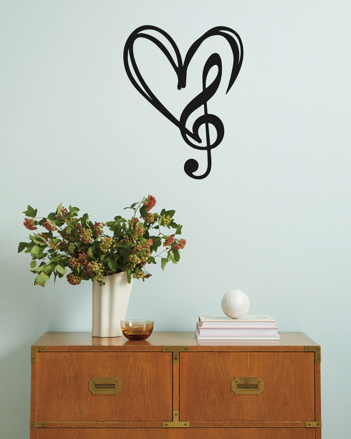 Treble Clef Heart Music Note Vinyl Wall Decal