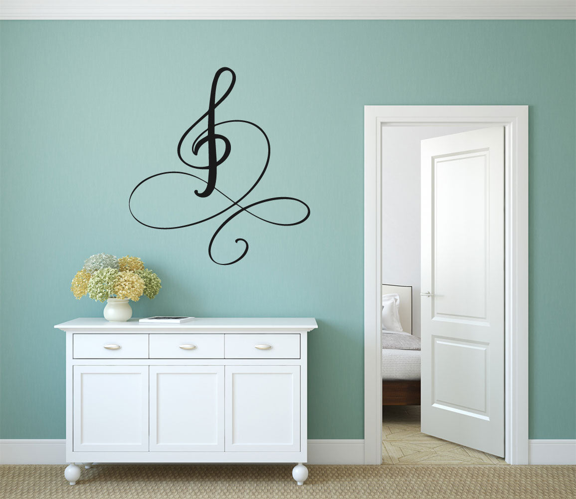 Treble Clef Swirl Music Note Vinyl Wall Decal