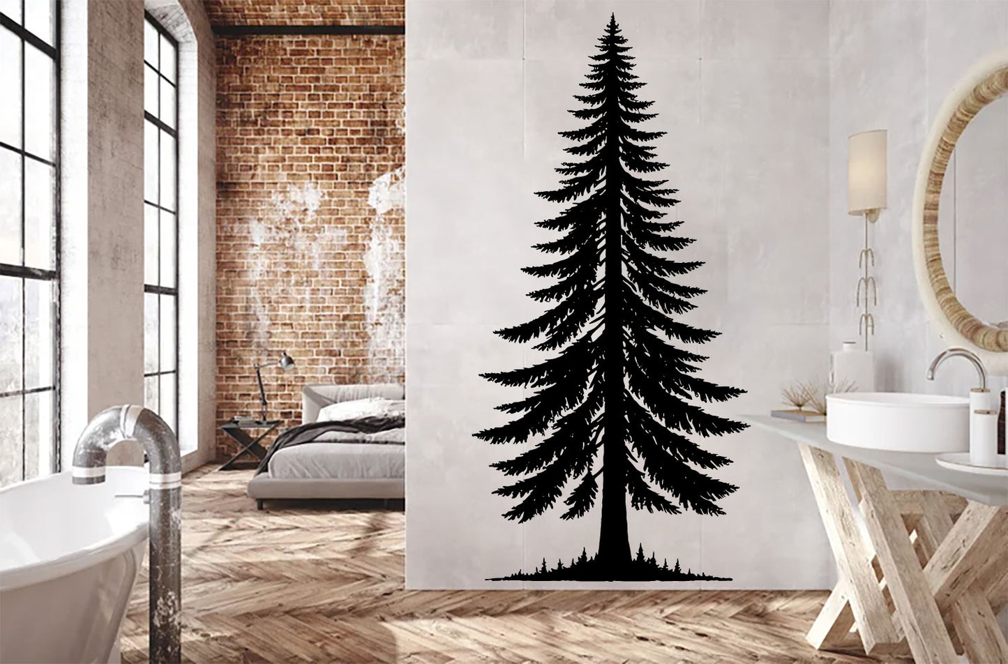 Conifer Pine Tree Silhouette Vinyl Wall Decal