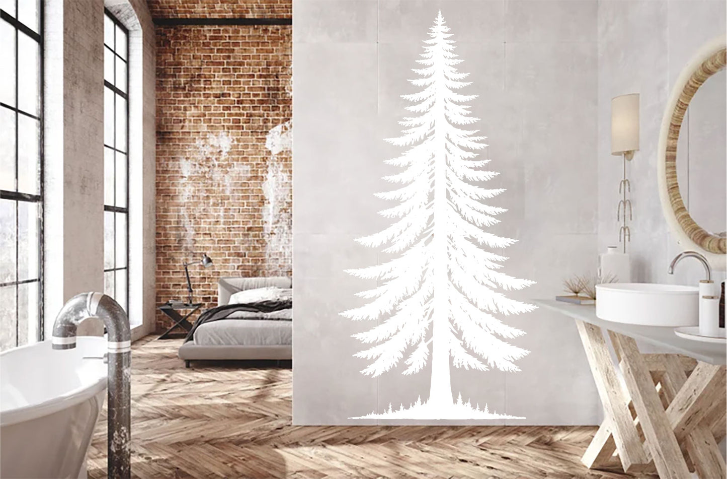 Conifer Pine Tree Silhouette Vinyl Wall Decal