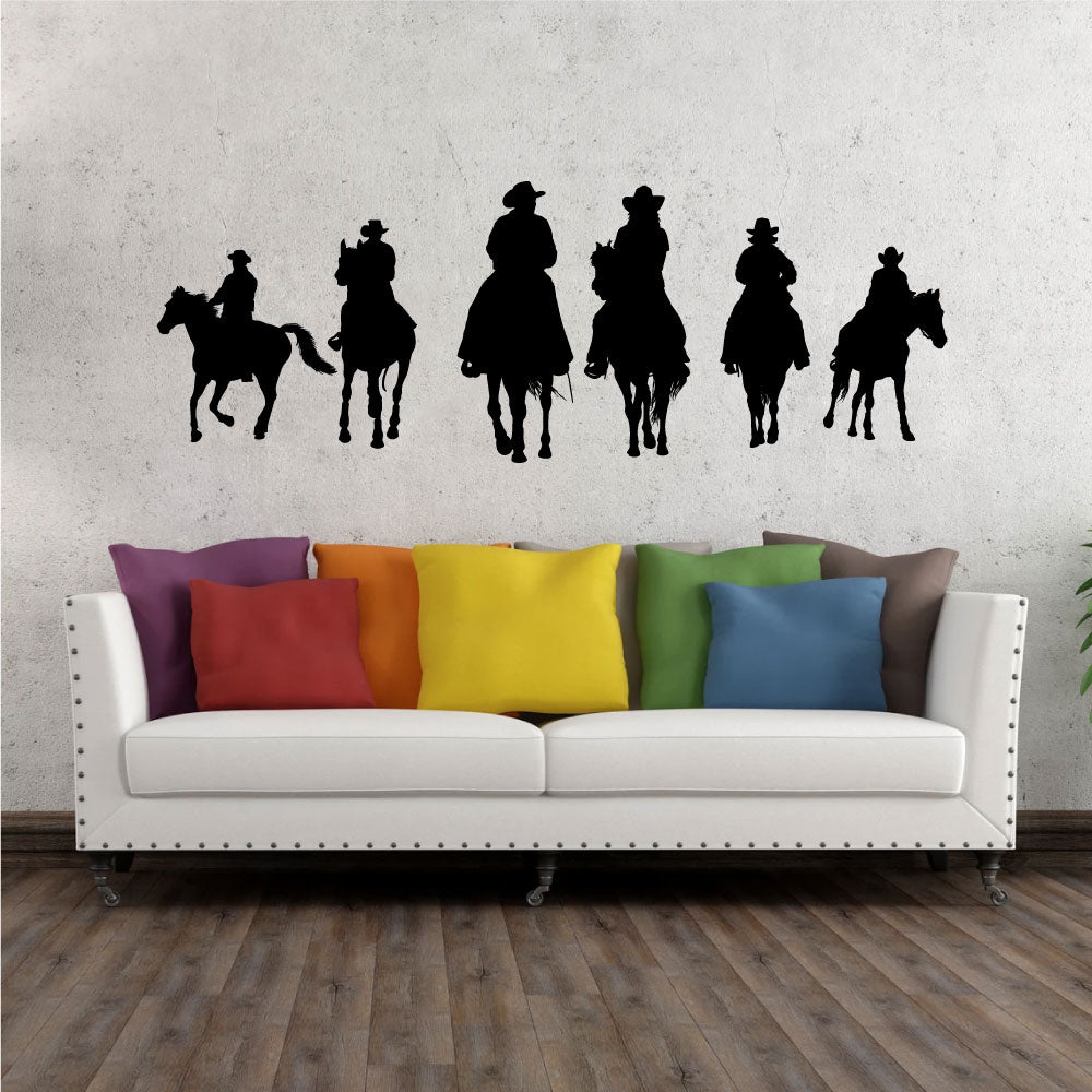 Country Cowboy Silhouettes on Horses Vinyl Wall Decal
