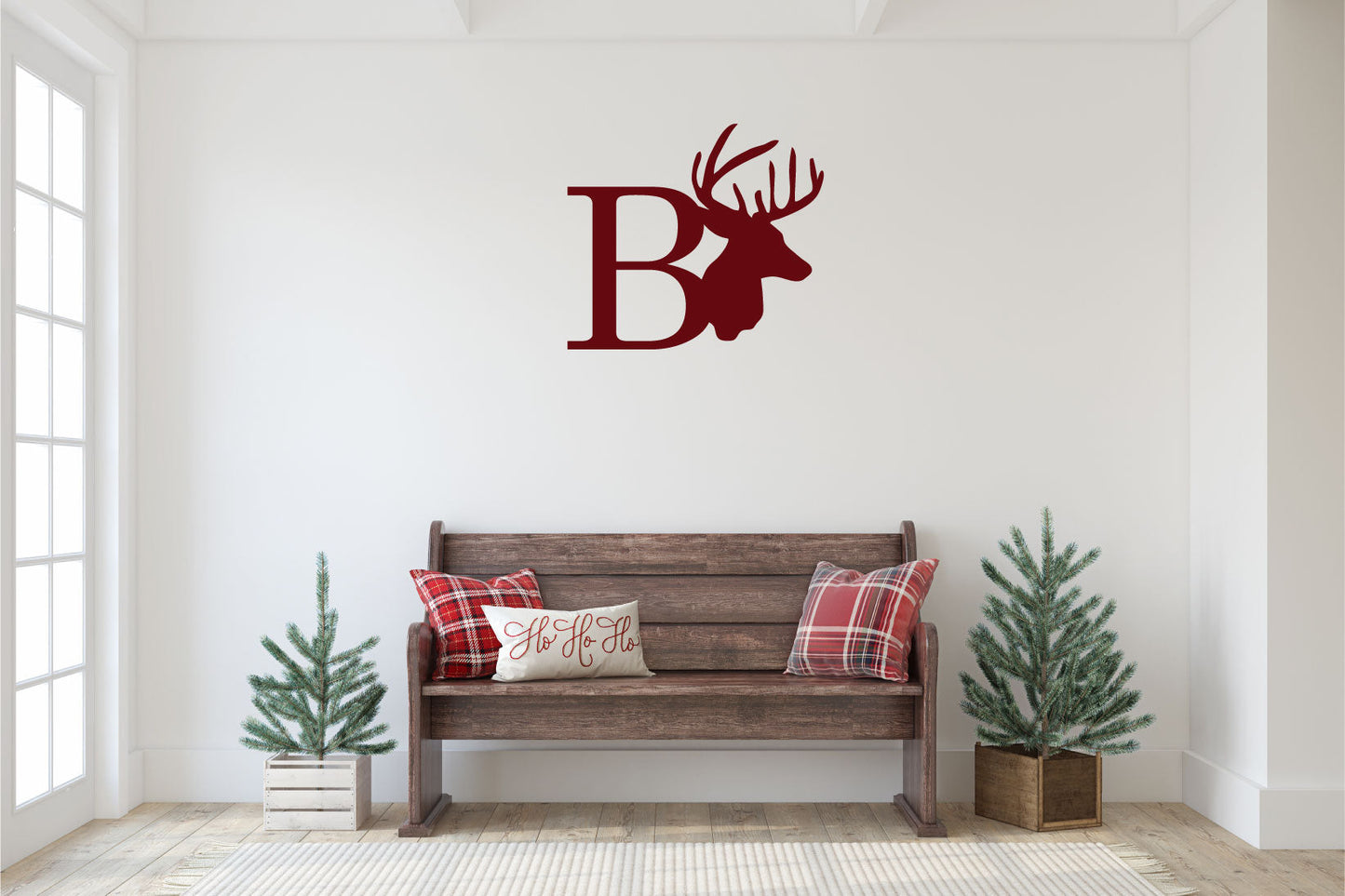 Deer Alphabet Letter Silhouette Vinyl Home Decor Wall Decal