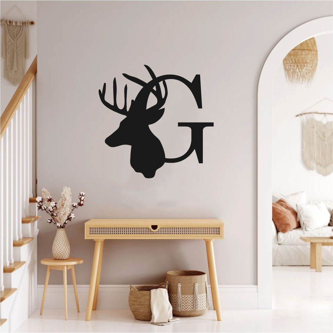 Deer Alphabet Letter Silhouette Vinyl Wall Decal 48 Inches