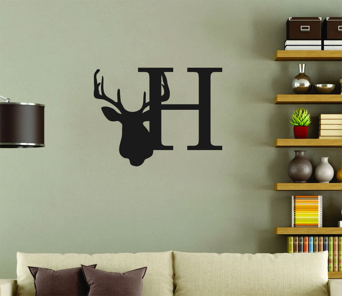 Deer Alphabet Letter Silhouette Vinyl Wall Decal 48 Inches