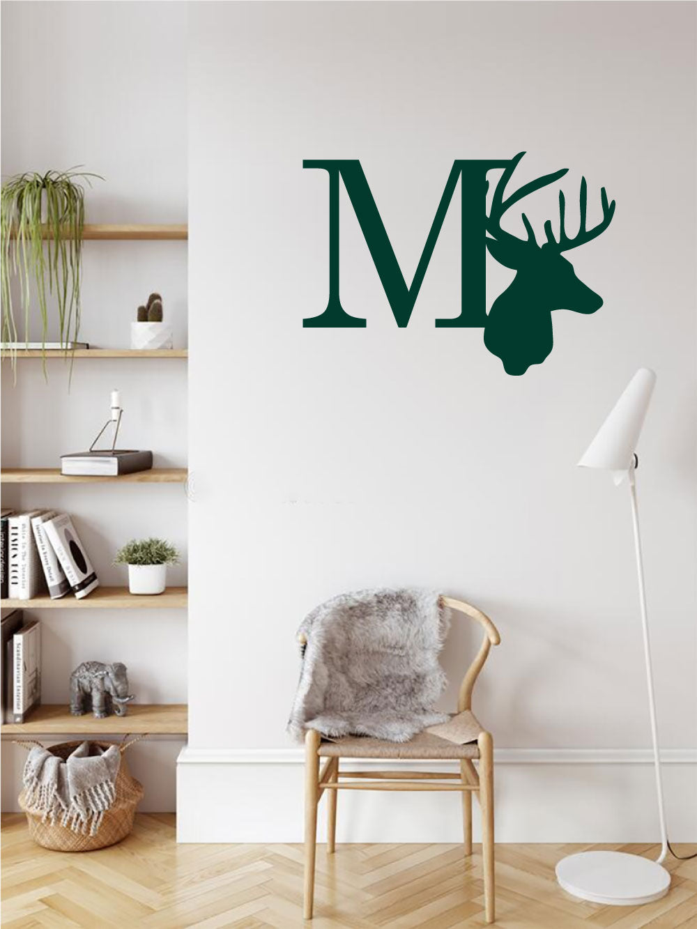 Deer Alphabet Letter Silhouette Vinyl Home Decor Wall Decal