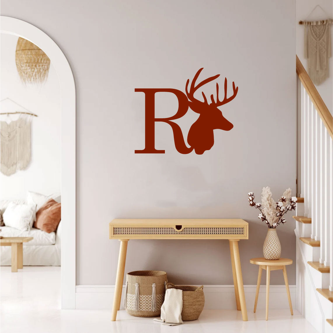 Deer Alphabet Letter Silhouette Vinyl Wall Decal 48 Inches