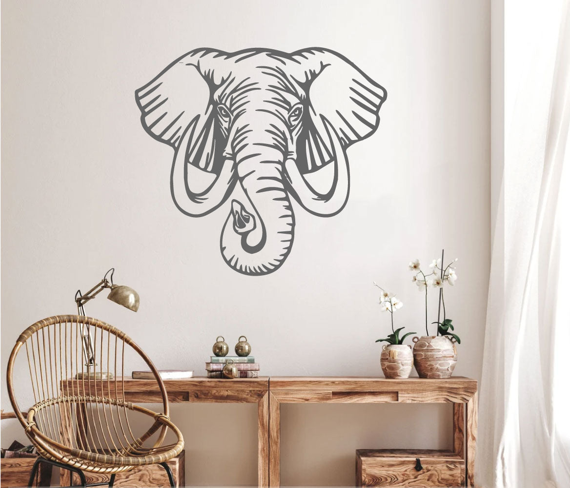 Elephant Head Vinyl Wall Decal