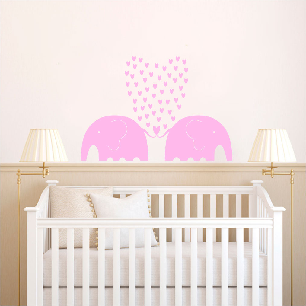 Elephants and Hearts Vinyl Wall Decal