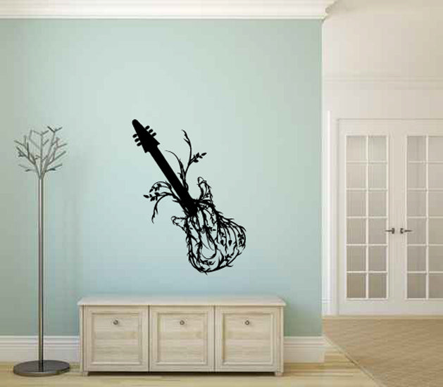Guitar Branches Silhouette Vinyl Wall Decal