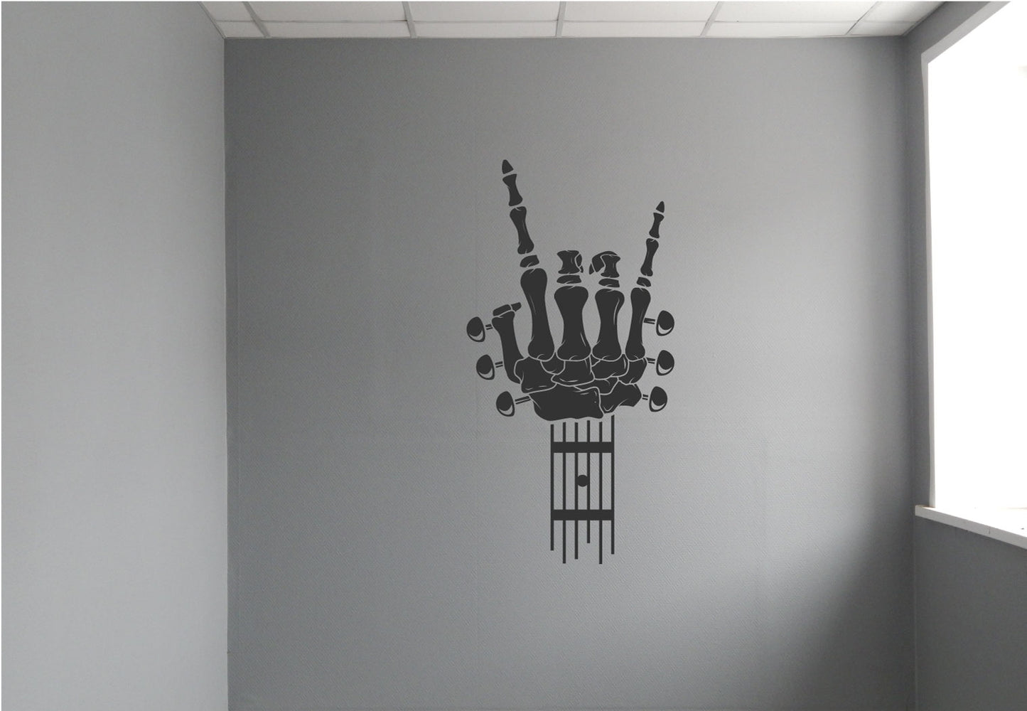 Skeleton Hand Guitar Rock On Music Vinyl Wall Decal