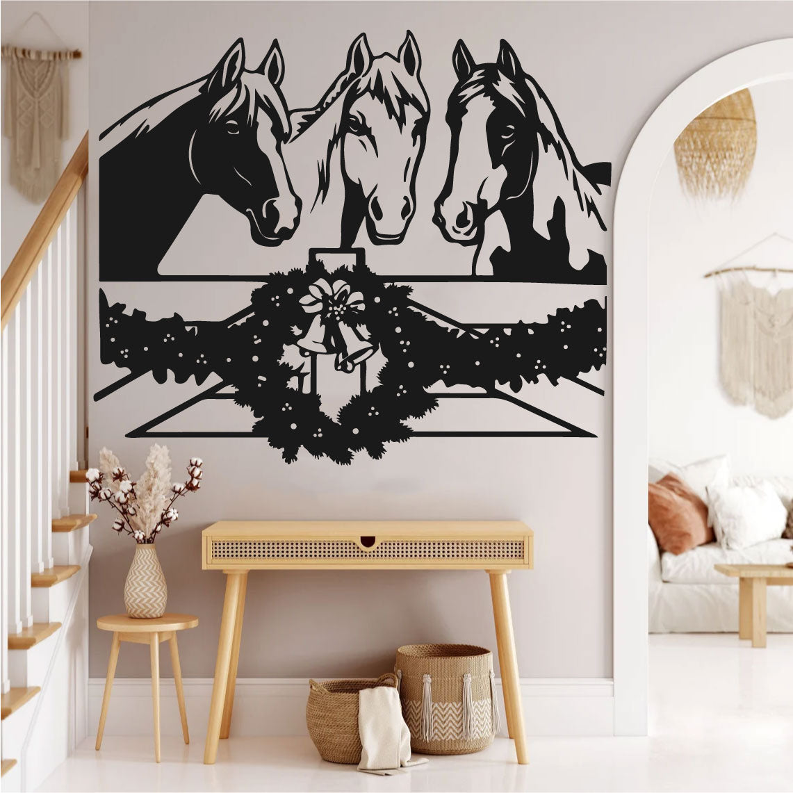 Horses and Wreath Vinyl Wall Decal