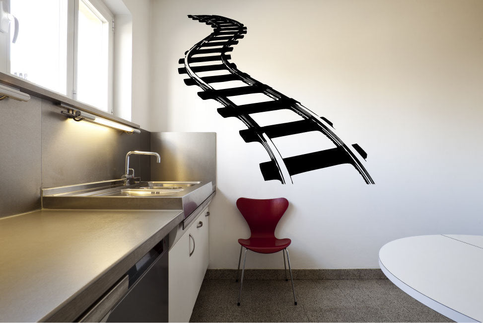 Train Railroad Tracks Silhouette Vinyl Home Decor Wall Decal