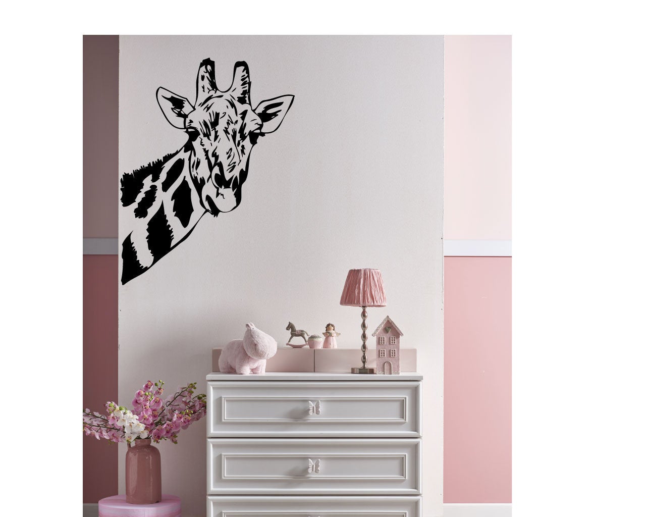 Giraffe Face Silhouette Vinyl Home Decor Wall Decal