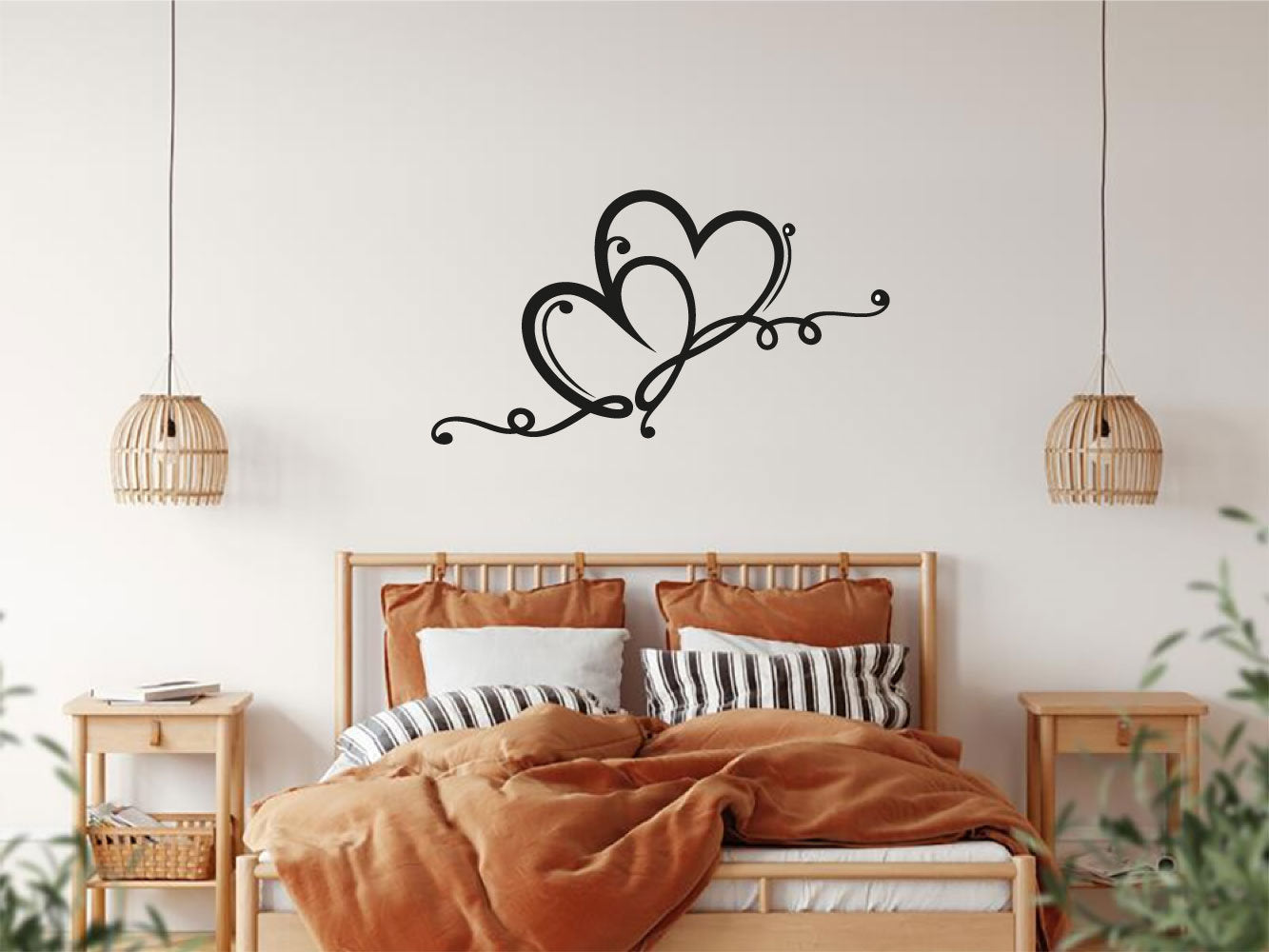 Hearts Swirls Vinyl Home Decor Wall Decal Words