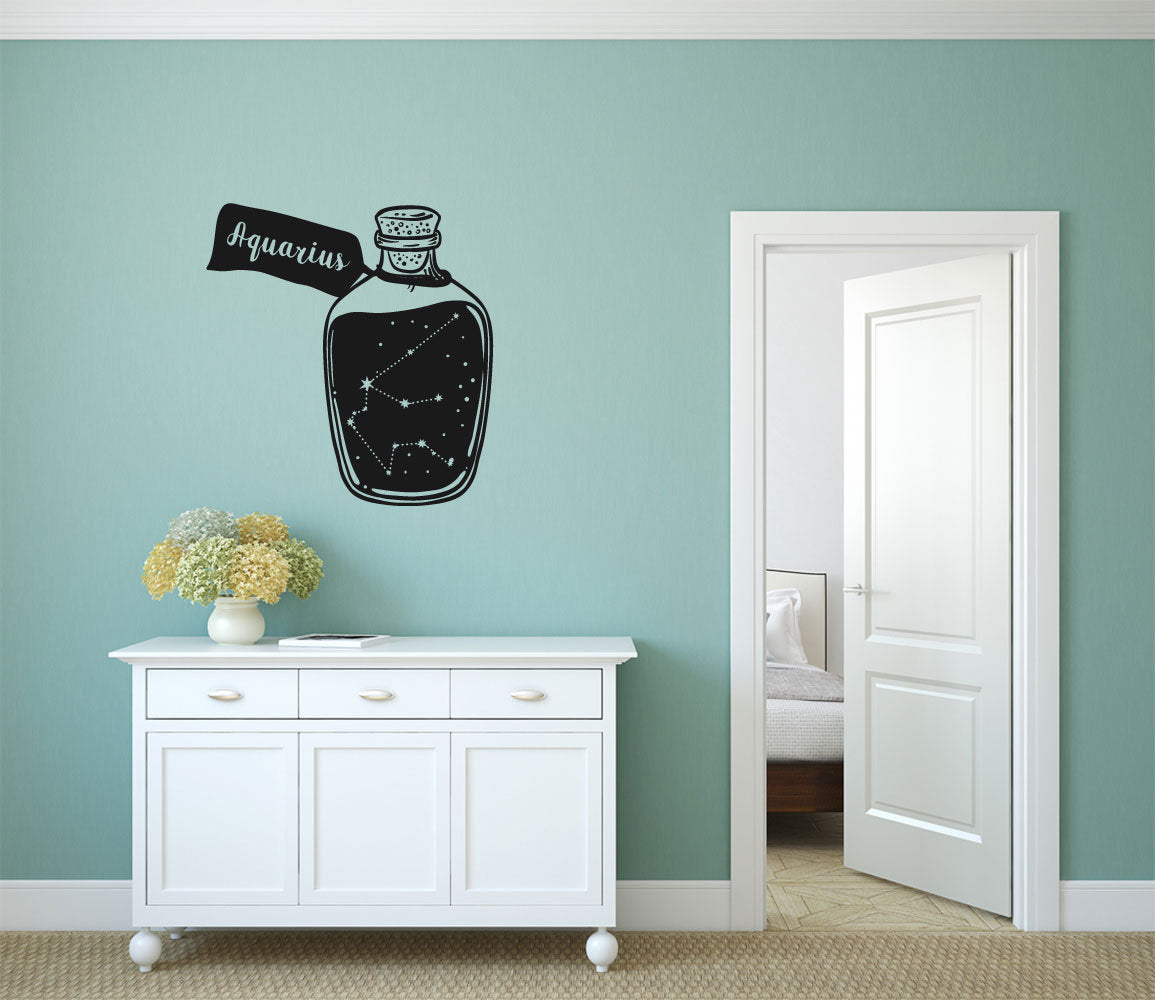 Aquarius Zodiac Astrology Constellation Bottle Vinyl Home Decor Wall Decal
