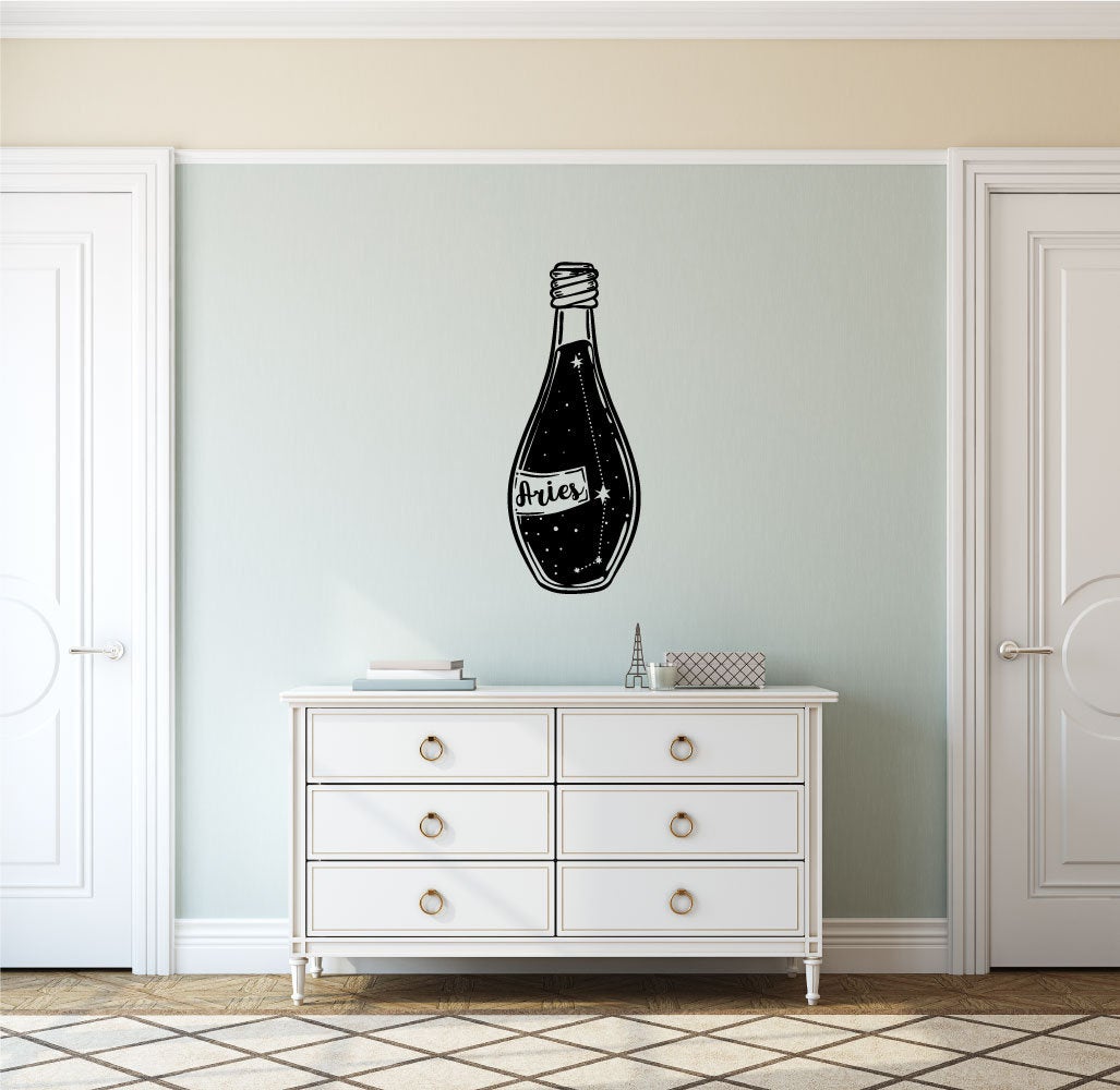 Aries Zodiac Astrology Constellation Bottle Vinyl Home Decor Wall Decal