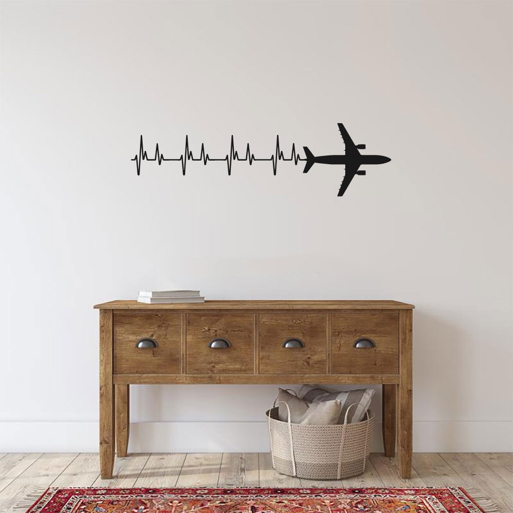 Air Bus A-300 Airplane Silhouette Heartbeat Vinyl Home Decor Wall Decal