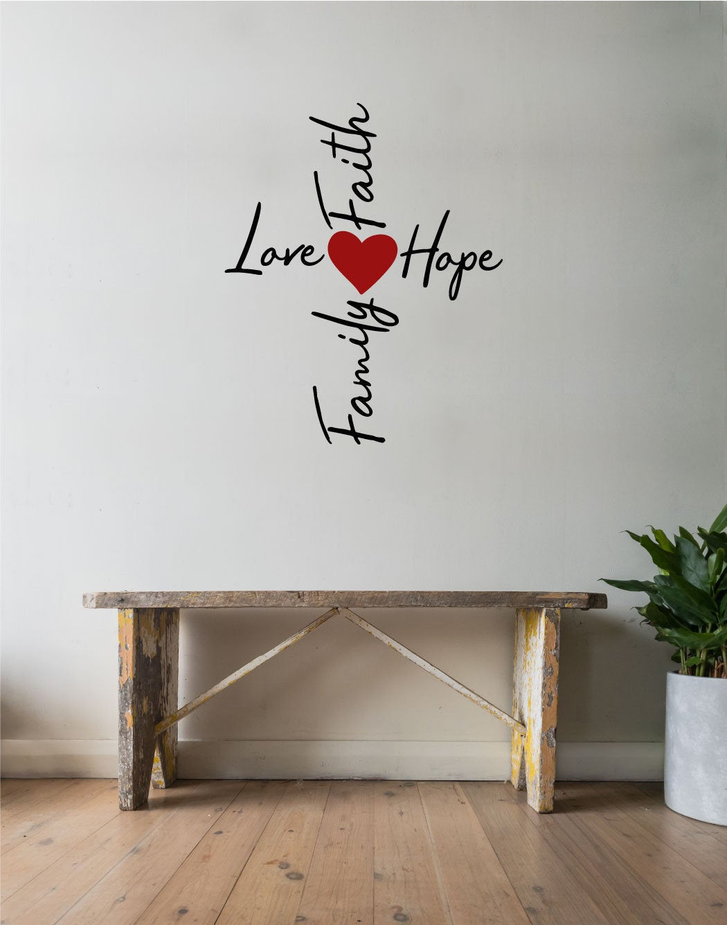 Faith Hope Love Family Cross Vinyl Home Decor Wall Decal Words