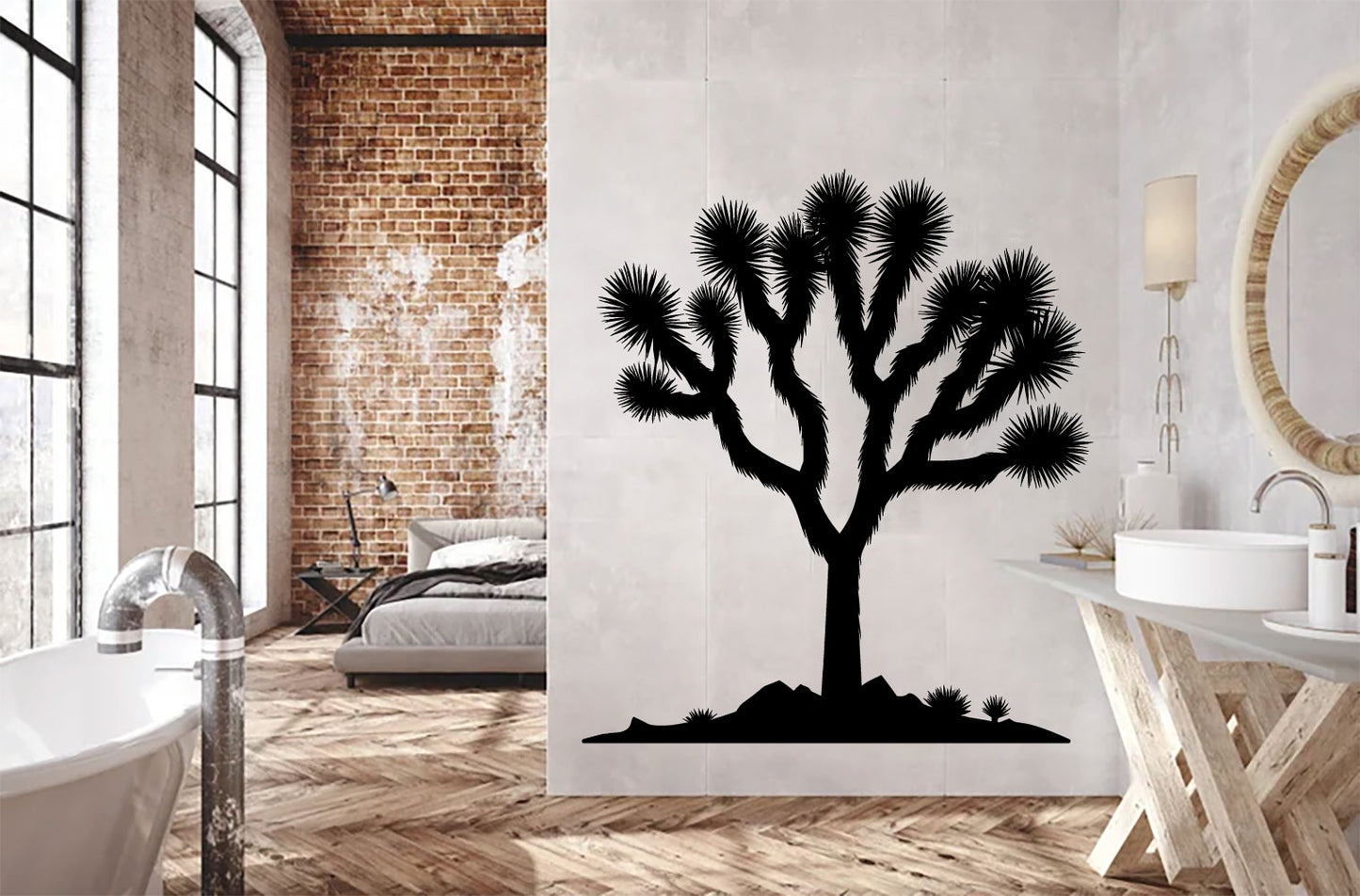 Joshua Tree Cactus Silhouette Vinyl Wall Decal