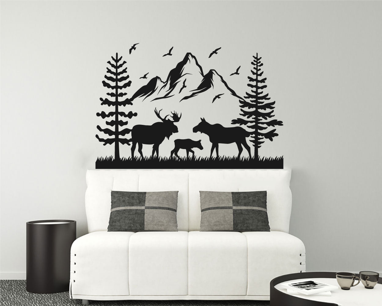 Moose Mountain and Pine Trees Vinyl Wall Decal
