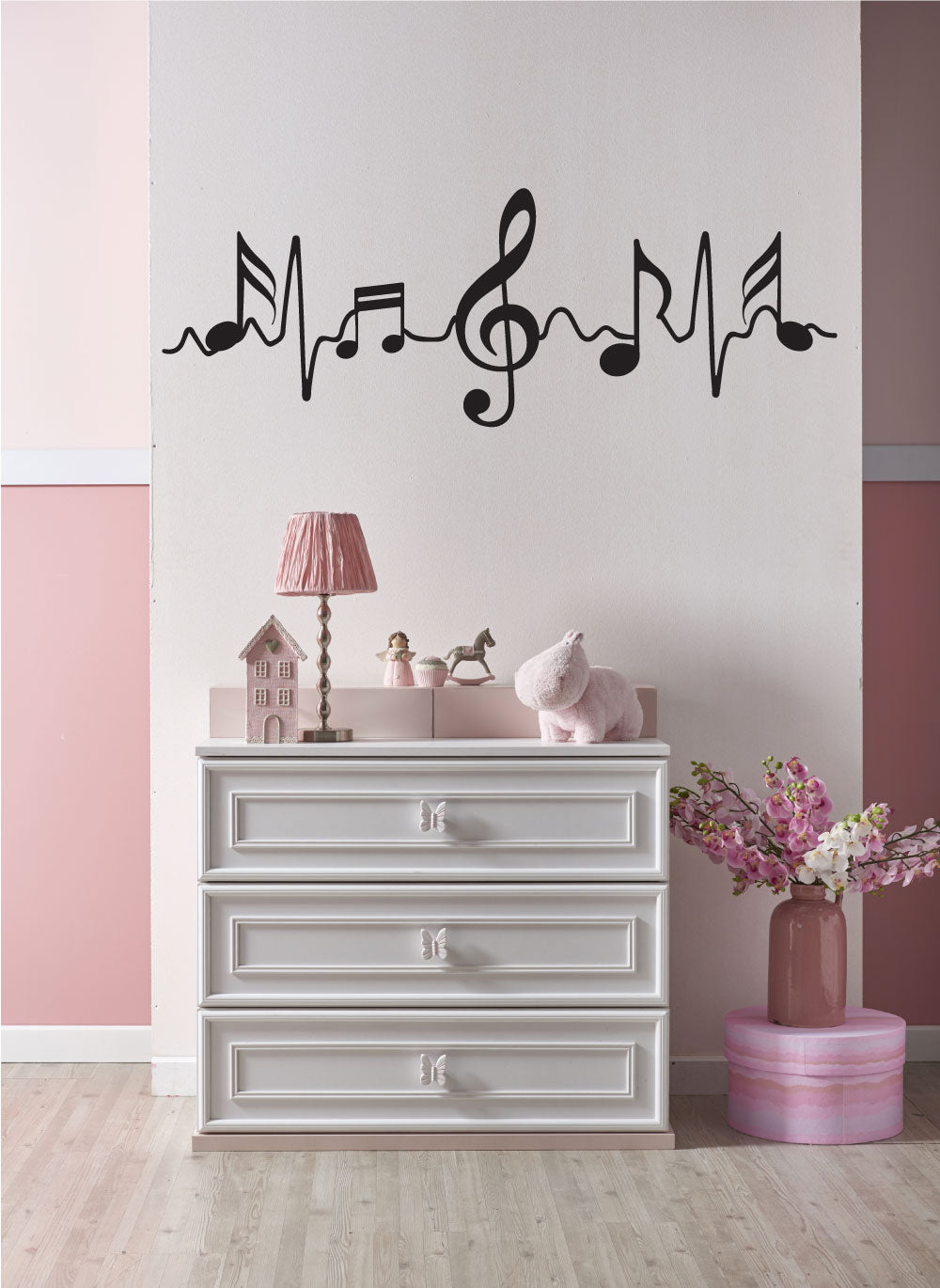Music Notes Heartbeat Vinyl Wall Decal