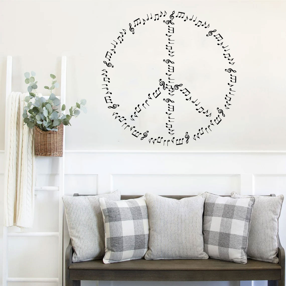 Peace Sign Music Notes Vinyl Wall Decal