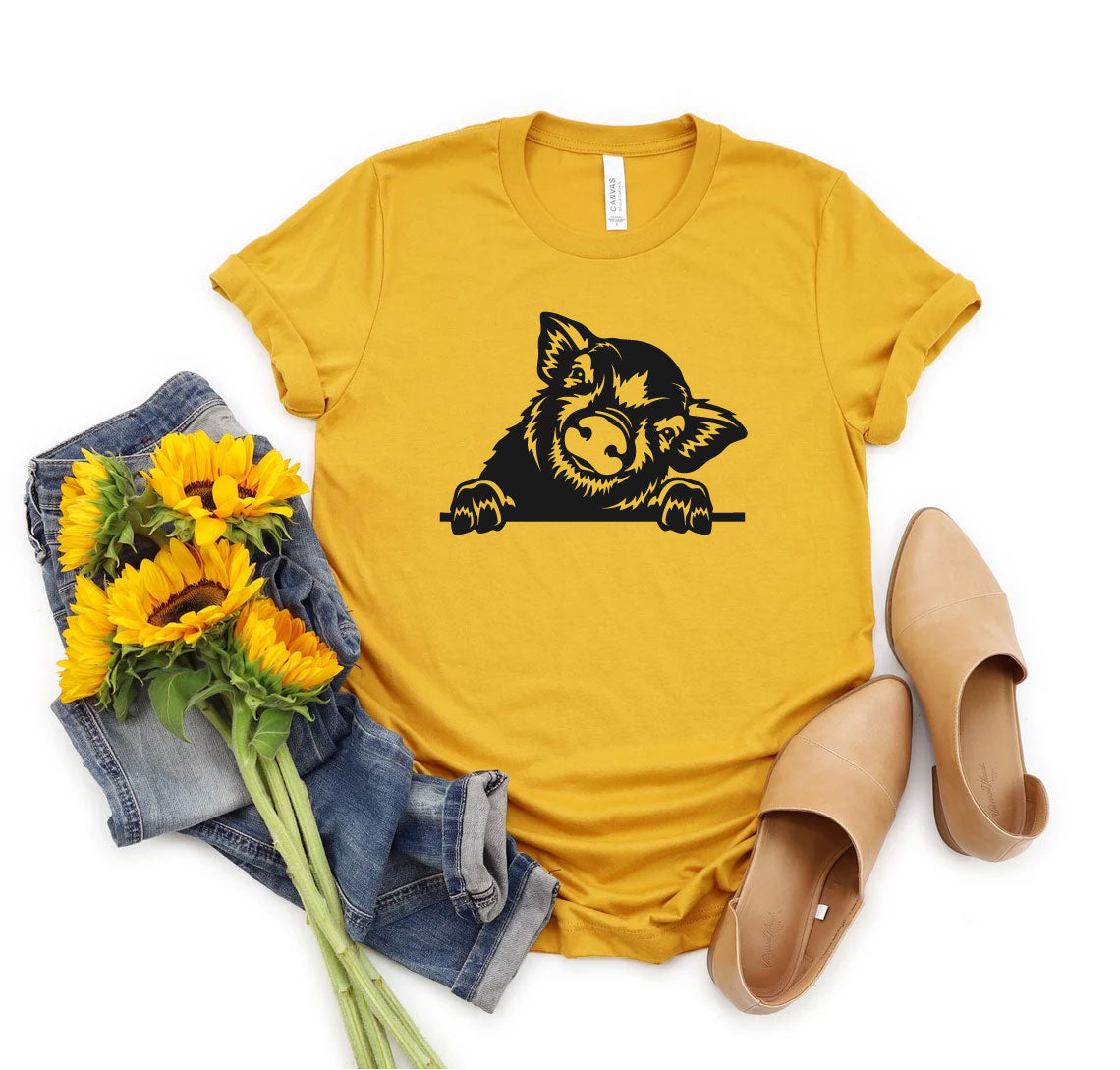 Cute Pig Crew Neck T-Shirt