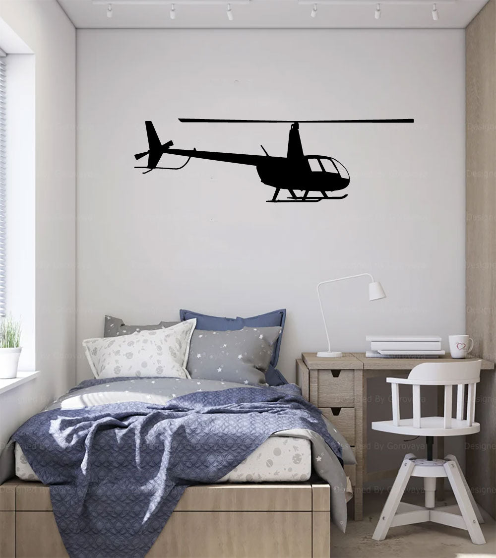 Robinson R44 Helicopter Silhouette Vinyl Wall Decal