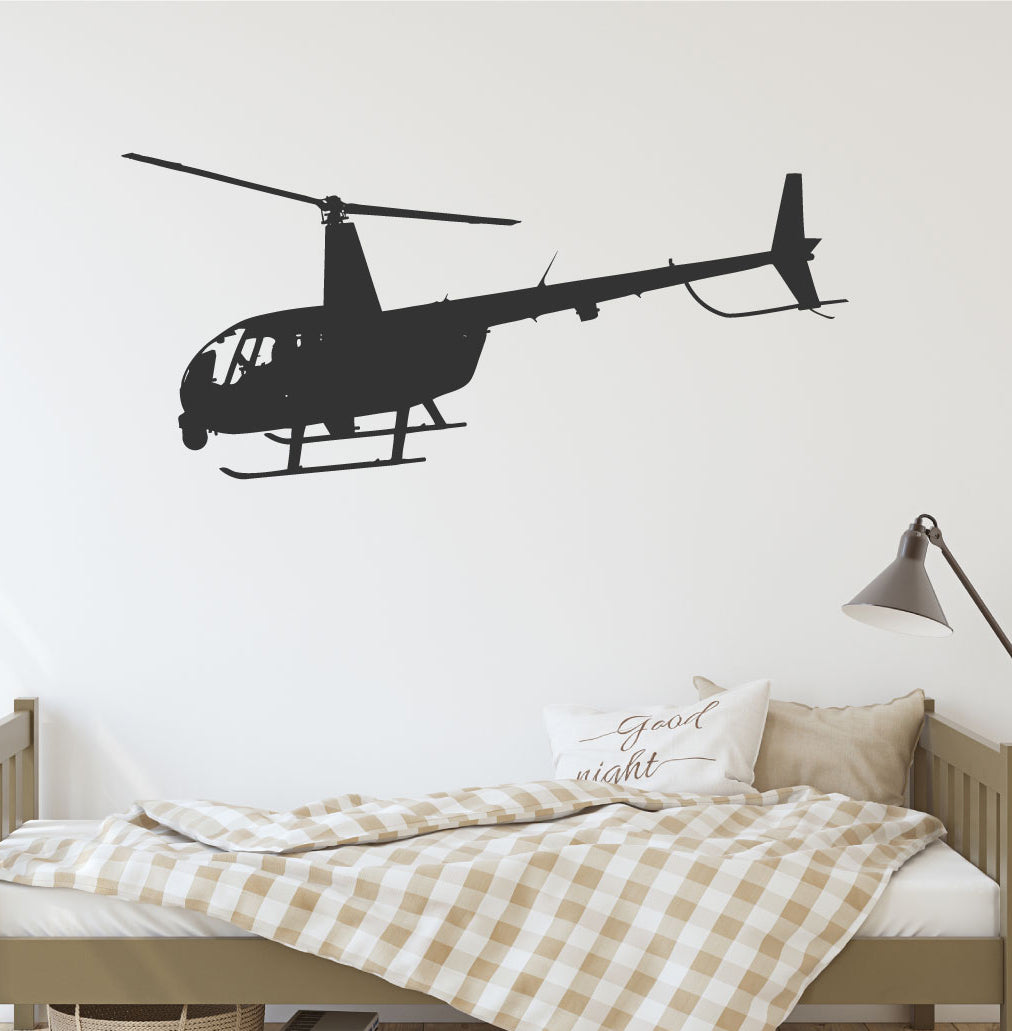 Robinson R66 Helicopter Silhouette Vinyl Wall Decal