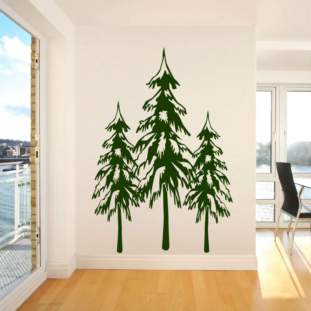 Tall Snowy Pine Trees Vinyl Wall Decal
