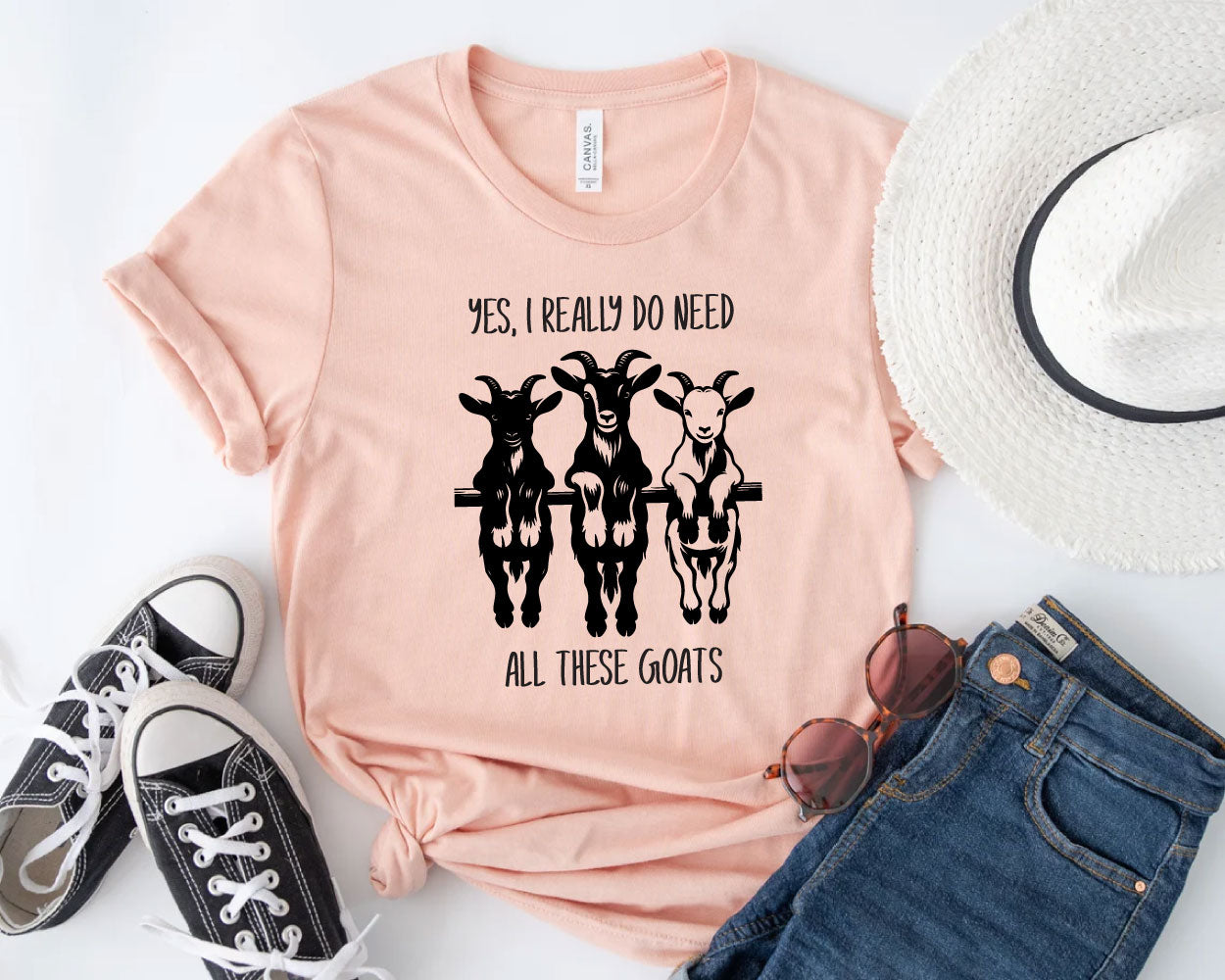 Yes I Really Do Need All These Goats Crew Neck T-Shirt