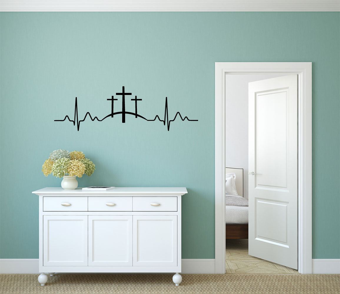 Crosses Heartbeat Vinyl Home Decor Wall Decal 
