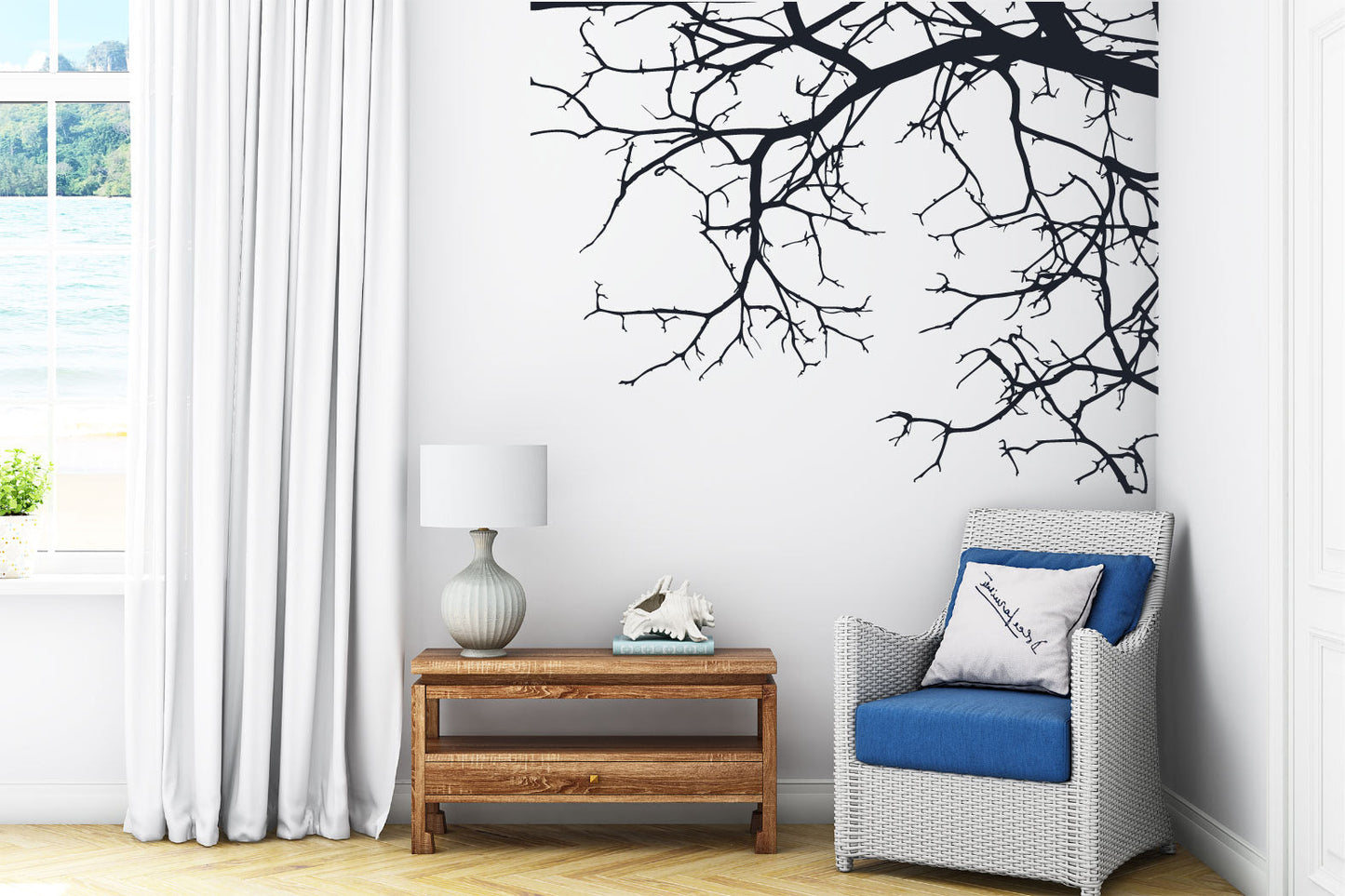 Tree Branches Silhouette Vinyl Home Decor Wall Decal 