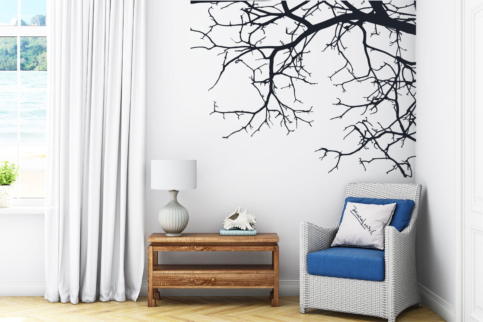 Tree Branches Silhouette Vinyl Home Decor Wall Decal 
