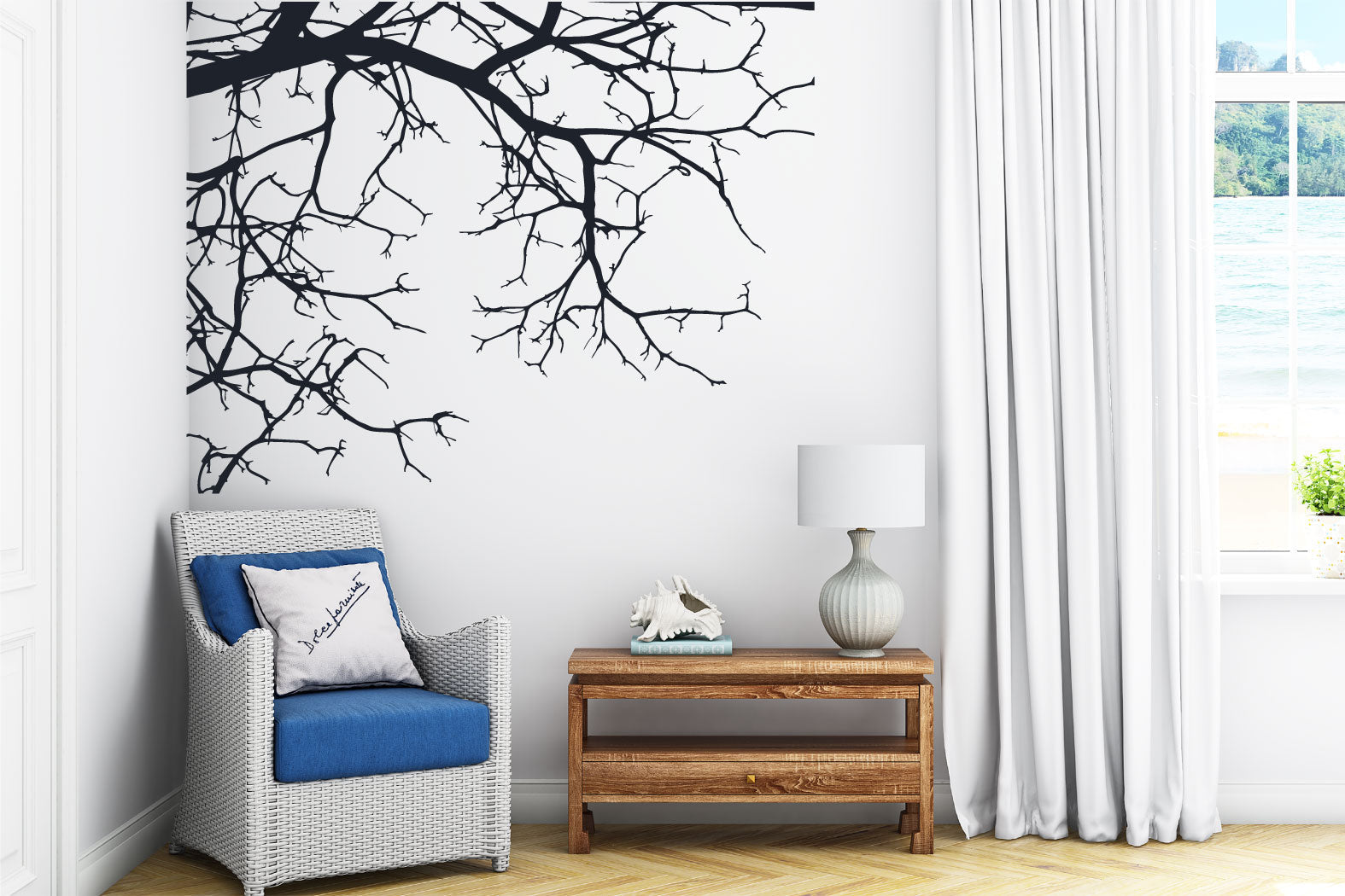 Tree Branches Silhouette Vinyl Home Decor Wall Decal 
