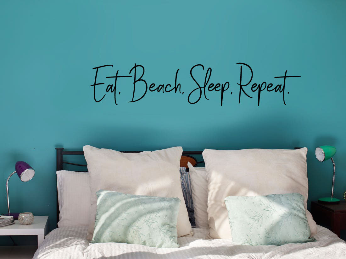 Eat Beach Sleep Repeat Vinyl Home Decor Wall Decal Words 