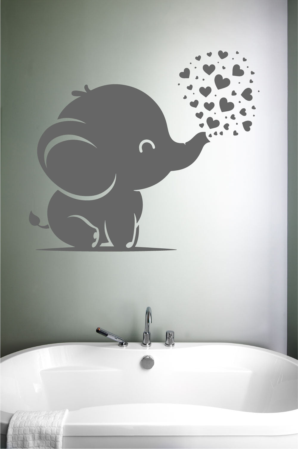 Elephant Baby and Hearts Vinyl Wall Decal